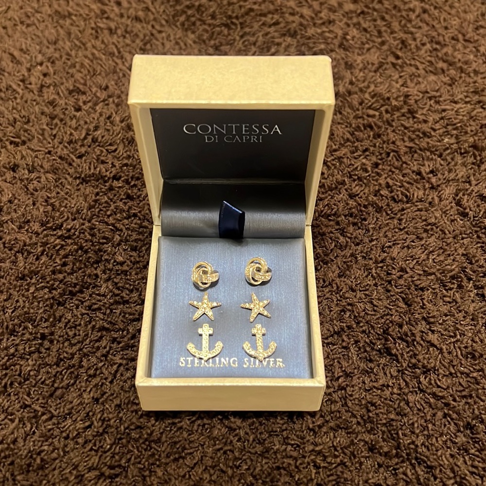 Sterling Silver Nautical Earring Set (3 Pairs)